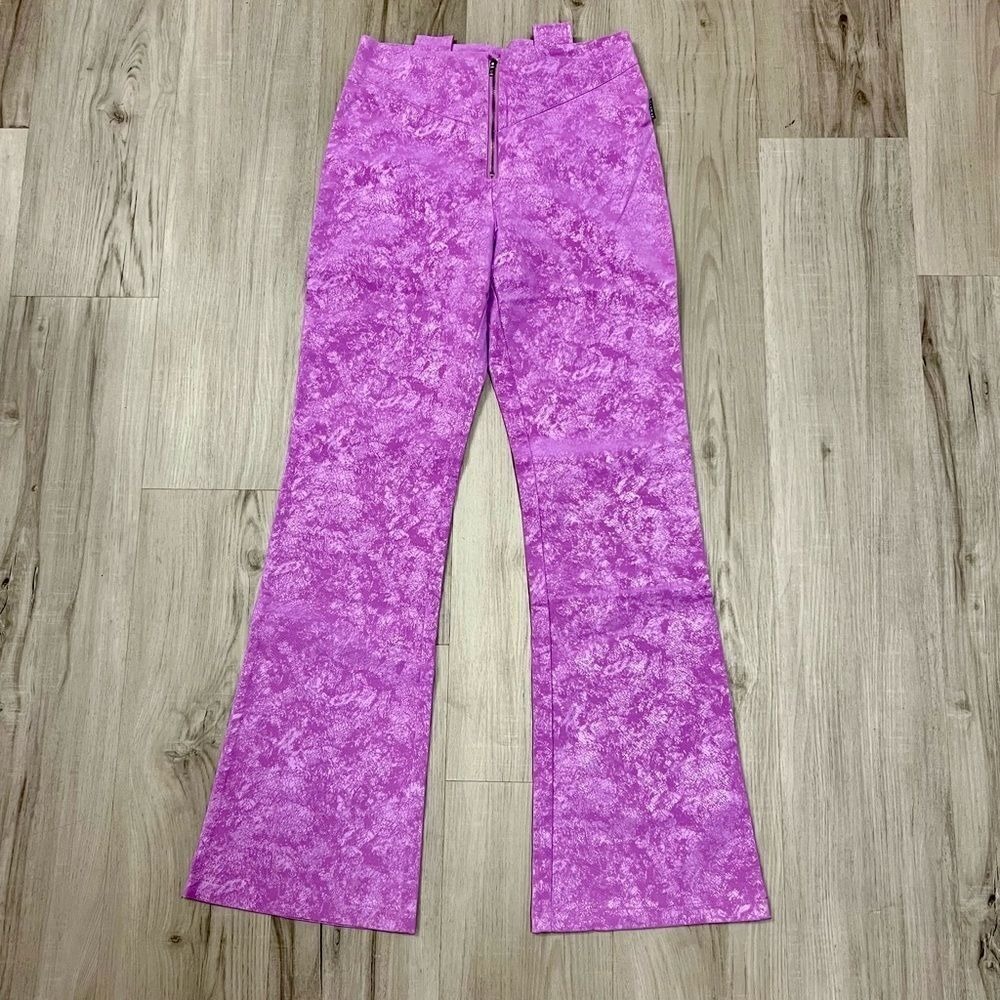 Zemeta for Dolls Kill pink faux leather embossed bootcut pant. Size L.